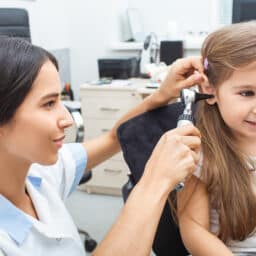 Young girl in an ear exam
